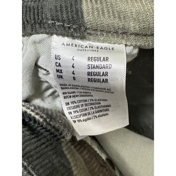 American Eagle AEO Jeans Women 4 Regular Green Camo Mom Corduroy Cotton Blend - Picture 7 of 9